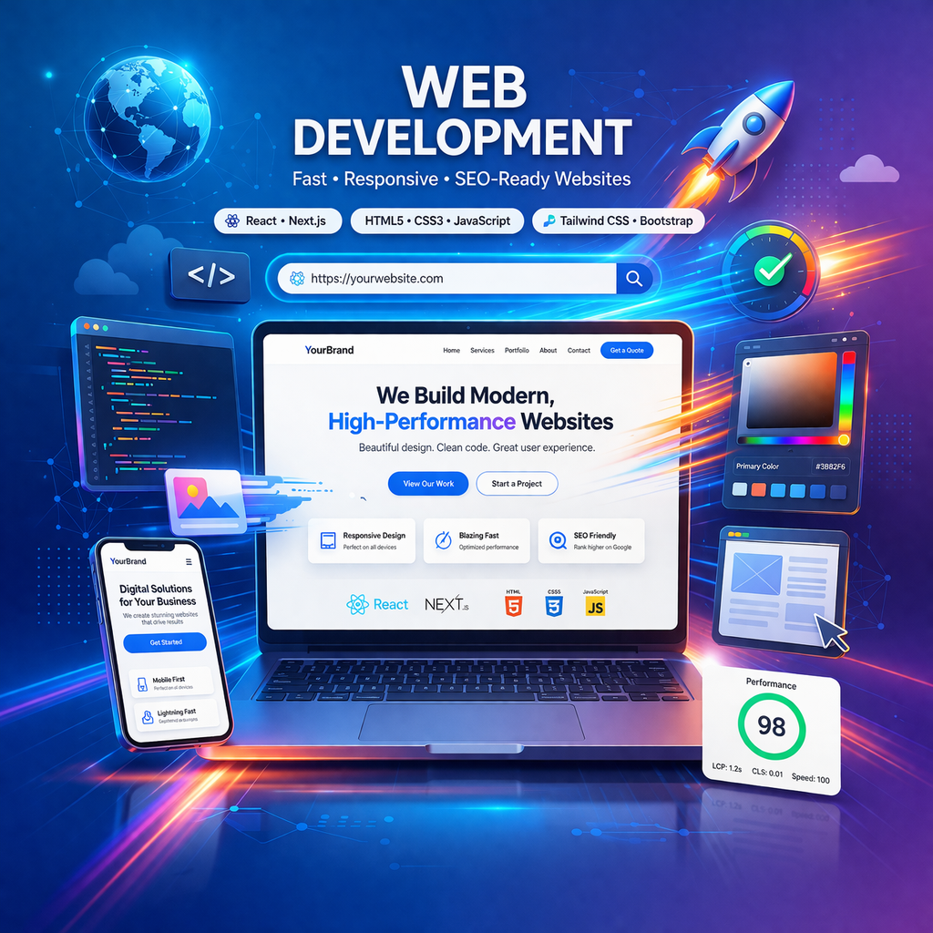 Modern website and web platform development visual